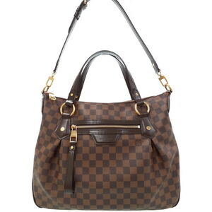 Louis Vuitton Damier Ebene Evora Leather Shoulder Bag Brown